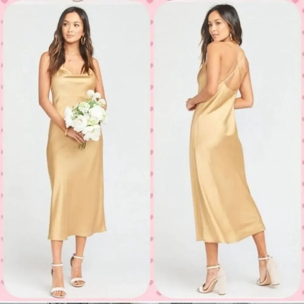Show Me Your MuMu Verona Cowl Neck Midi Dress XXL Gold Good